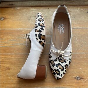 Vintage Genuine Leather Cheetah Print Heels w/ Unique Split Design & Bow Detail